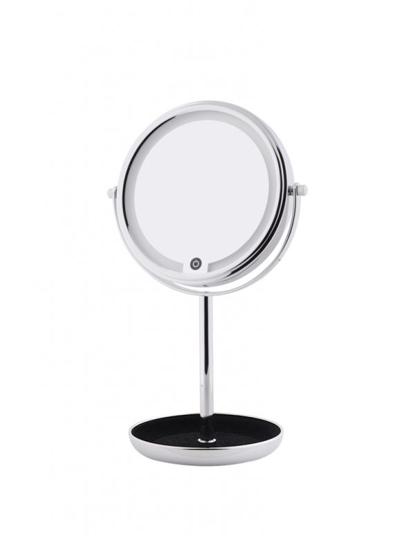7 Inches Double Sides Round Shape Rechargeable LED Table Mirror with Tray