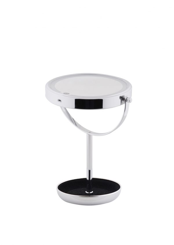 7 Inches Double Sides Round Shape Rechargeable LED Table Mirror with Tray - Image 3