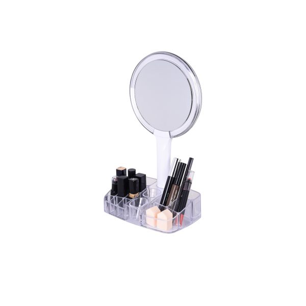 Greenfrom wholesale Hot Selling 7 Inches LED Hand Mirror with an Organizer Rechargeable Power Supply